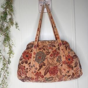 Vintage Velvet Floral Large Handbag Richmark Purse